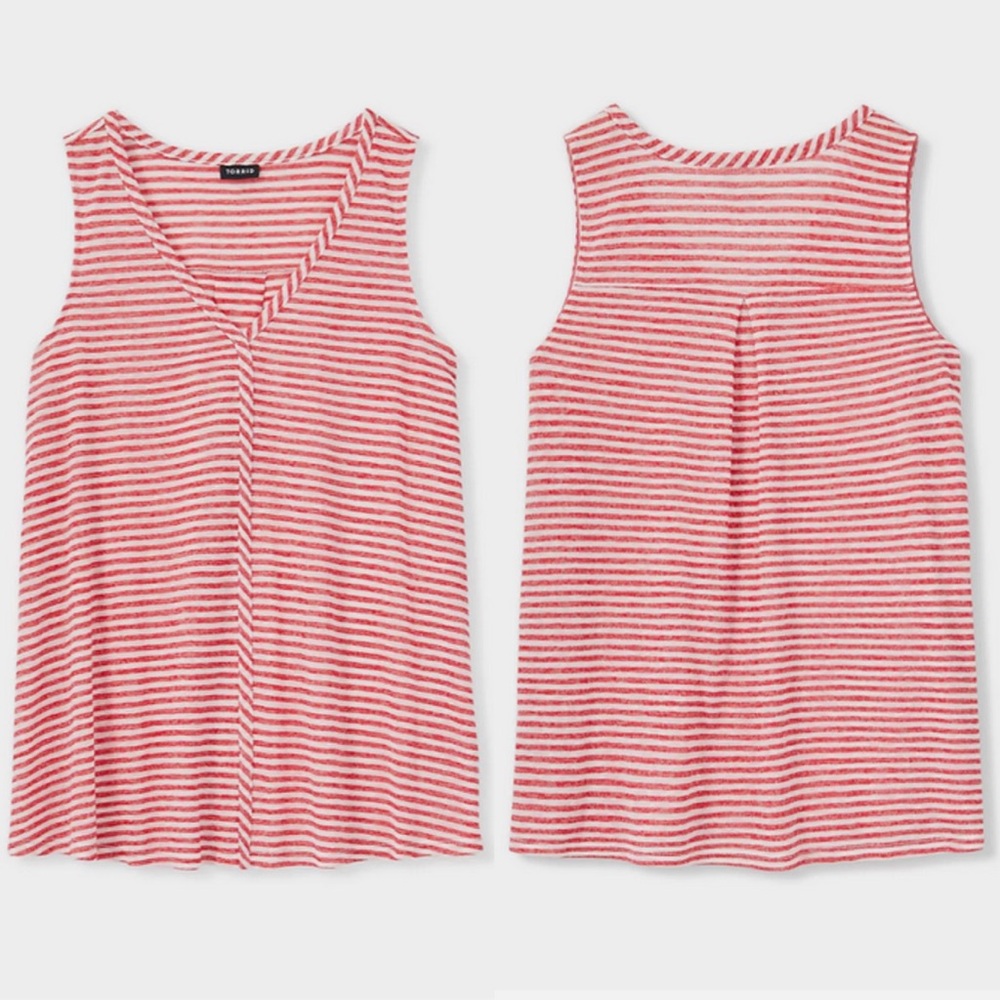 Torrid Red and White Jersey Swing Tank